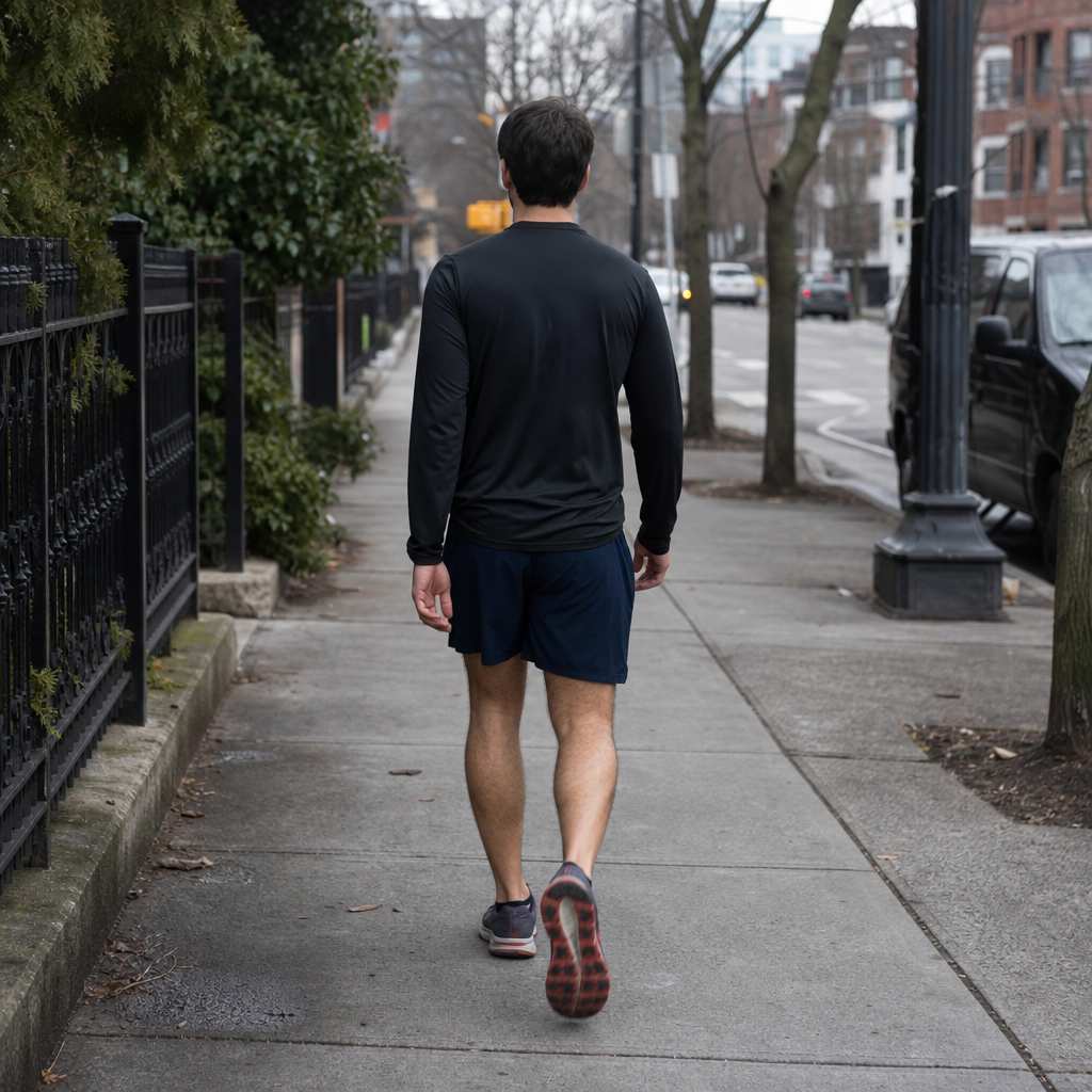 Two runners on a path, one jogging and one walking, both at ease
