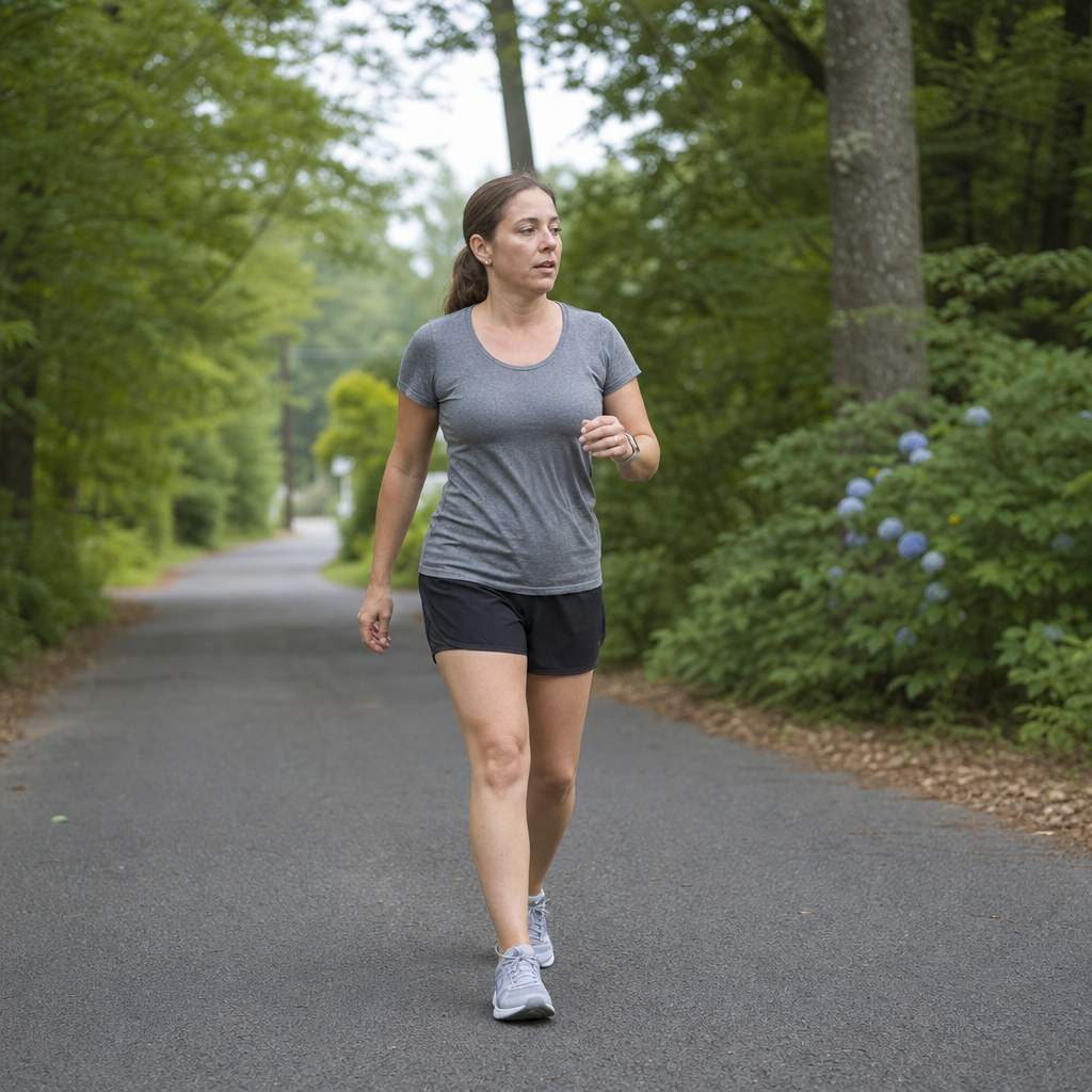A person doing a gentle warm-up walk at the start of a run