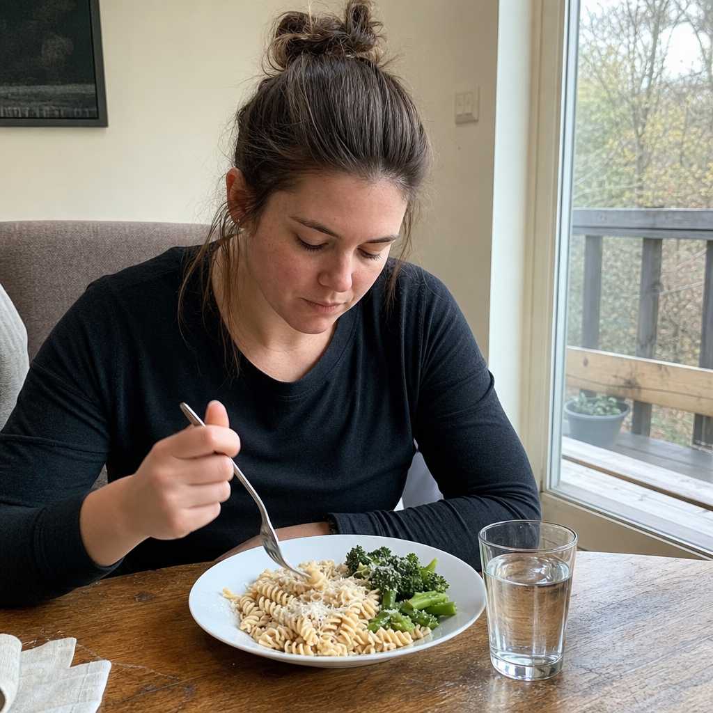 A simple carbohydrate-rich meal on a plate the day before a race